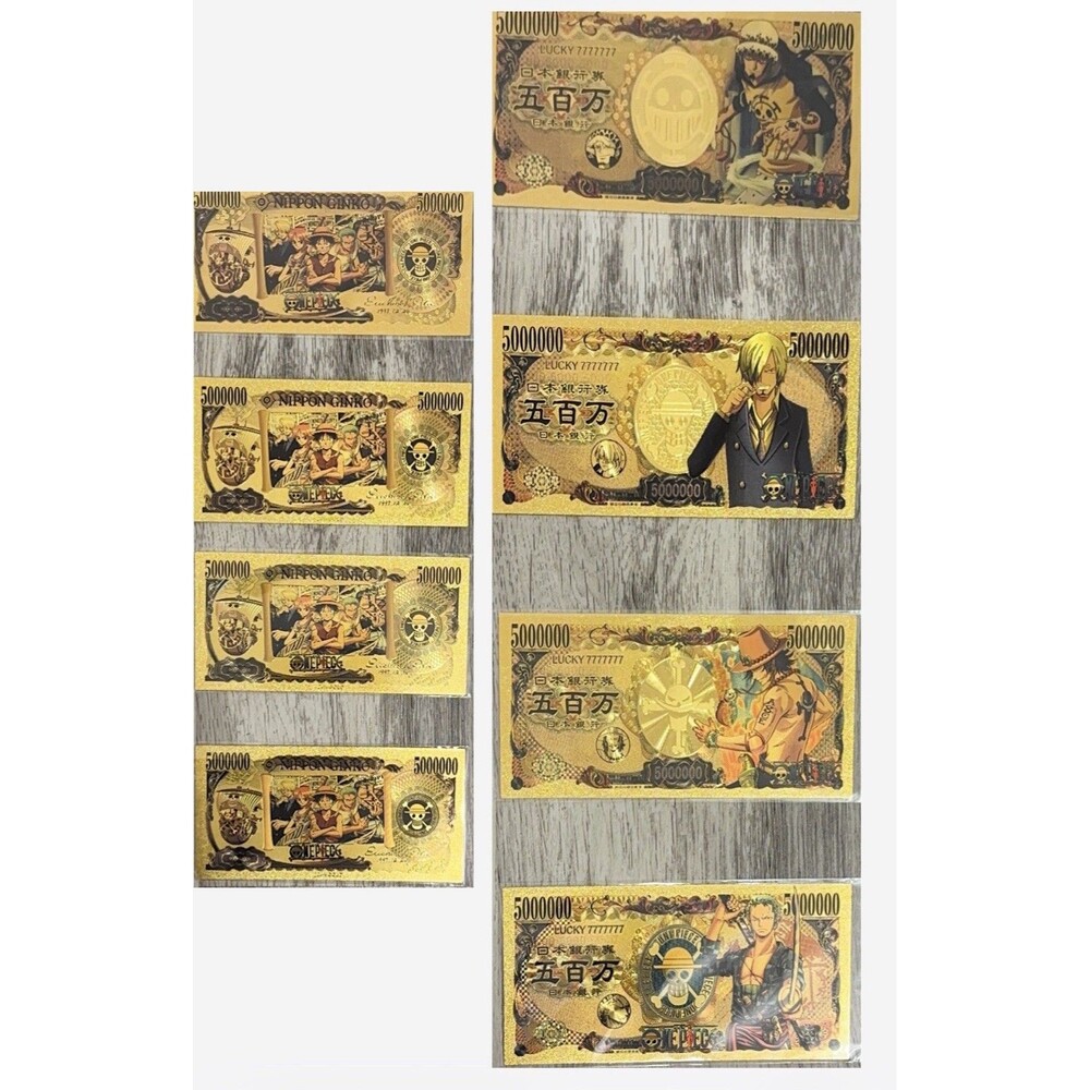 Trafalgar Sanji One Piece 24K Gold Foil Banknote Anime Collectible Novelty Bill